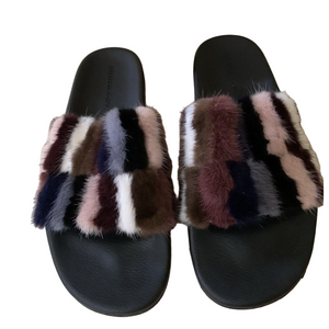 Rebecca Minkoff Sammi Mik Multi Colored‎ Fur Slides Sandals Women Size 10